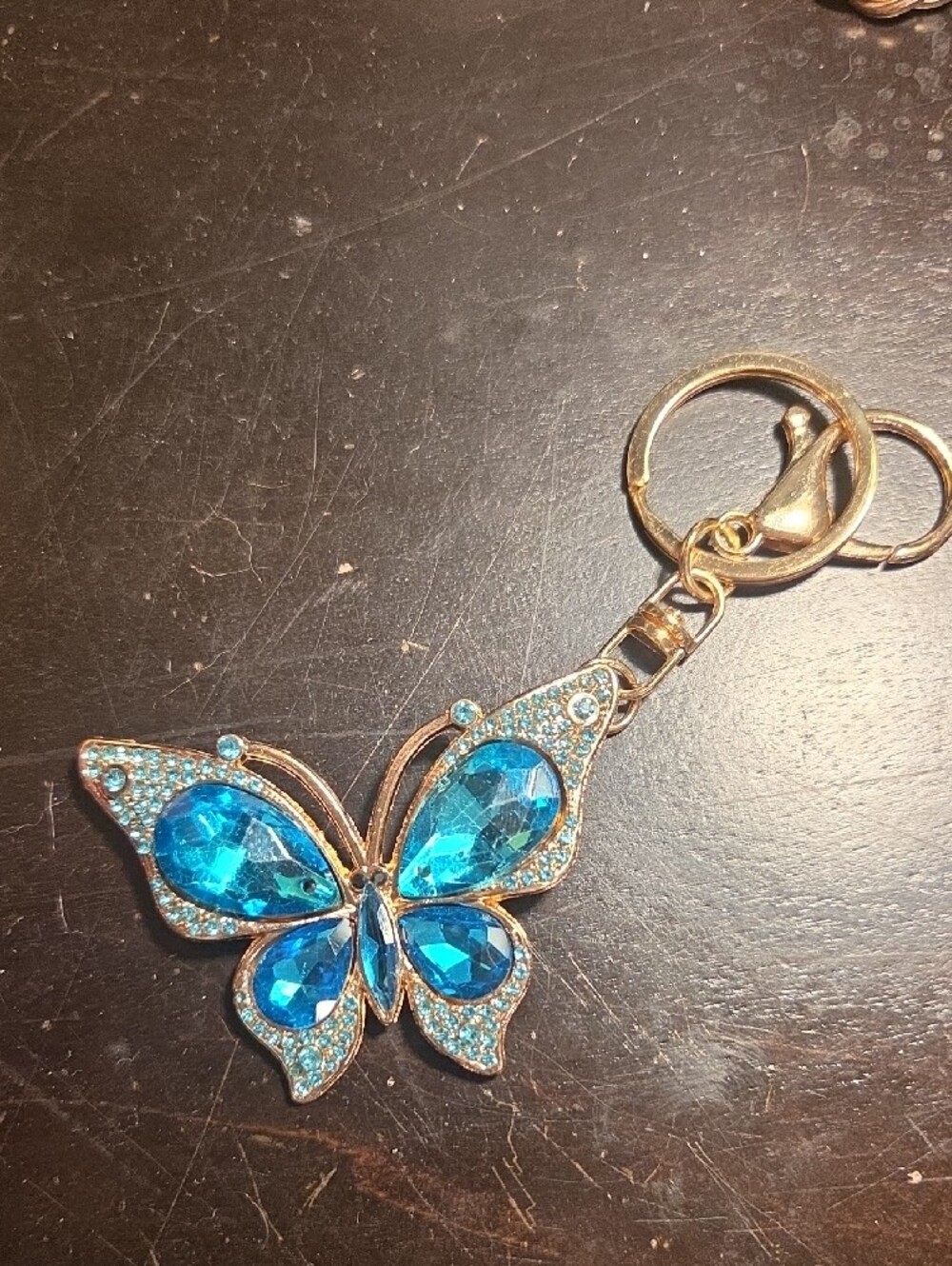 Beautiful Blue Crystal Butterfly Bag Charm - Picture 4 of 4